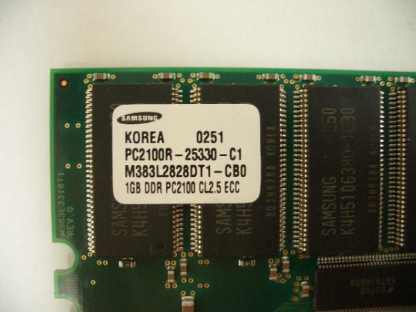 1Gbyte Memory PC2100 DDR ECC Reg